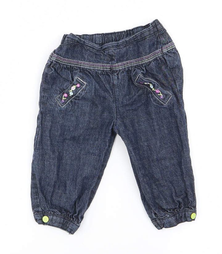 F&F Girls Blue   Cargo Trousers Size 6-9 Months
