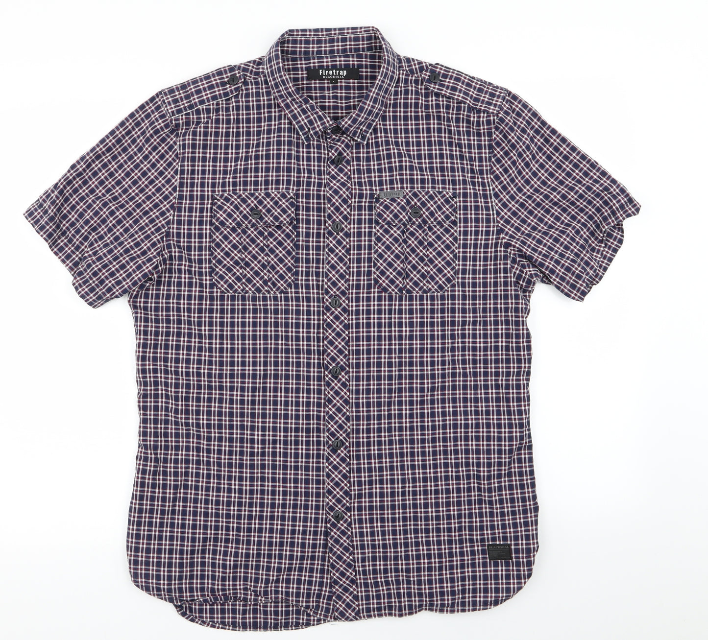 Firetrap Mens Blue Check   Button-Up Size L