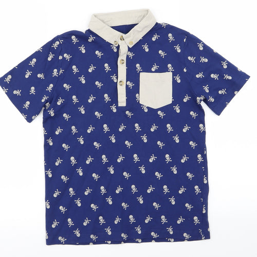 boys Boys Blue   Basic Polo Size 9-10 Years  - skull print