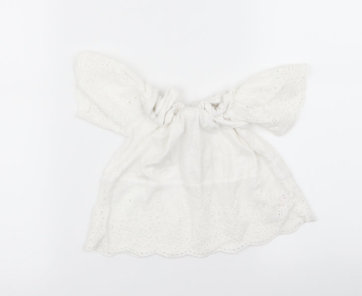 F&F Girls White Floral Basic T-Shirt Size 6-7 Years