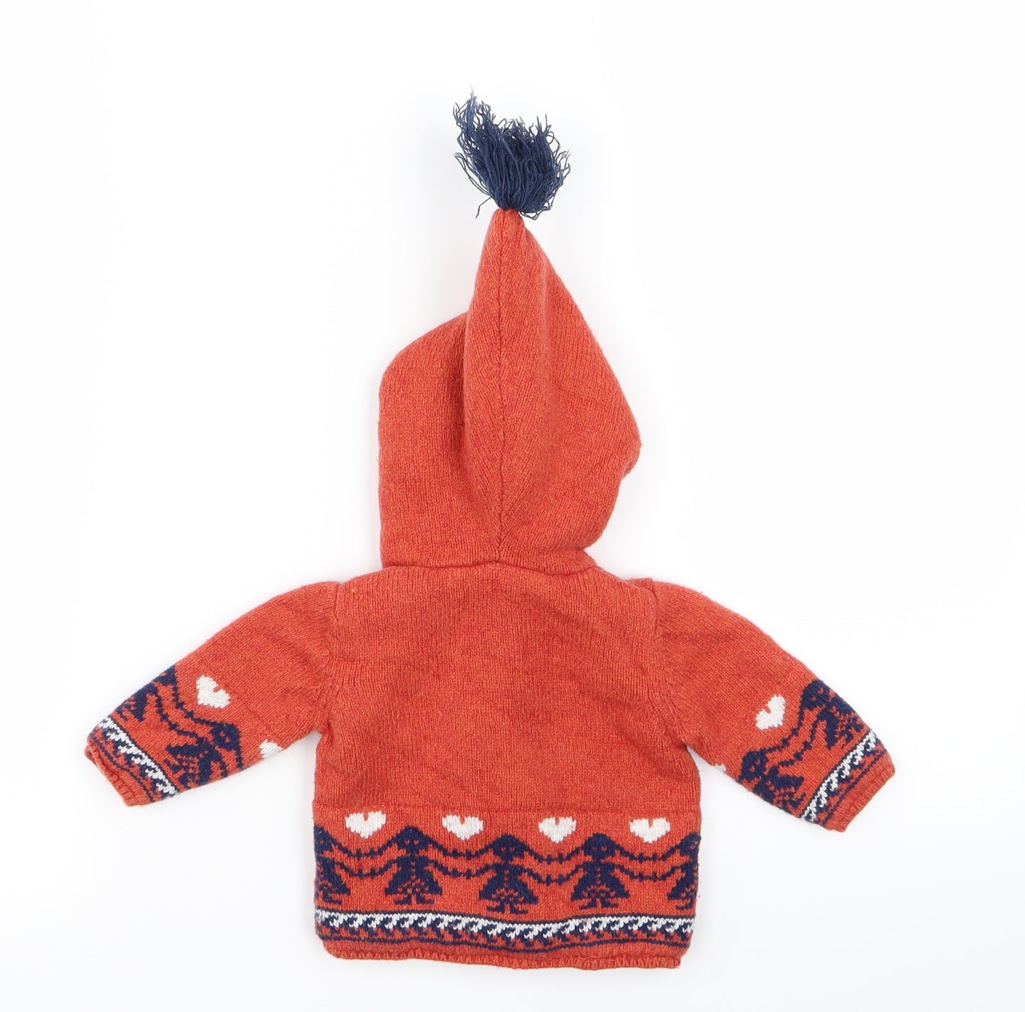 M&S Boys Orange Geometric  Full Zip Jumper Size 0-3 Months