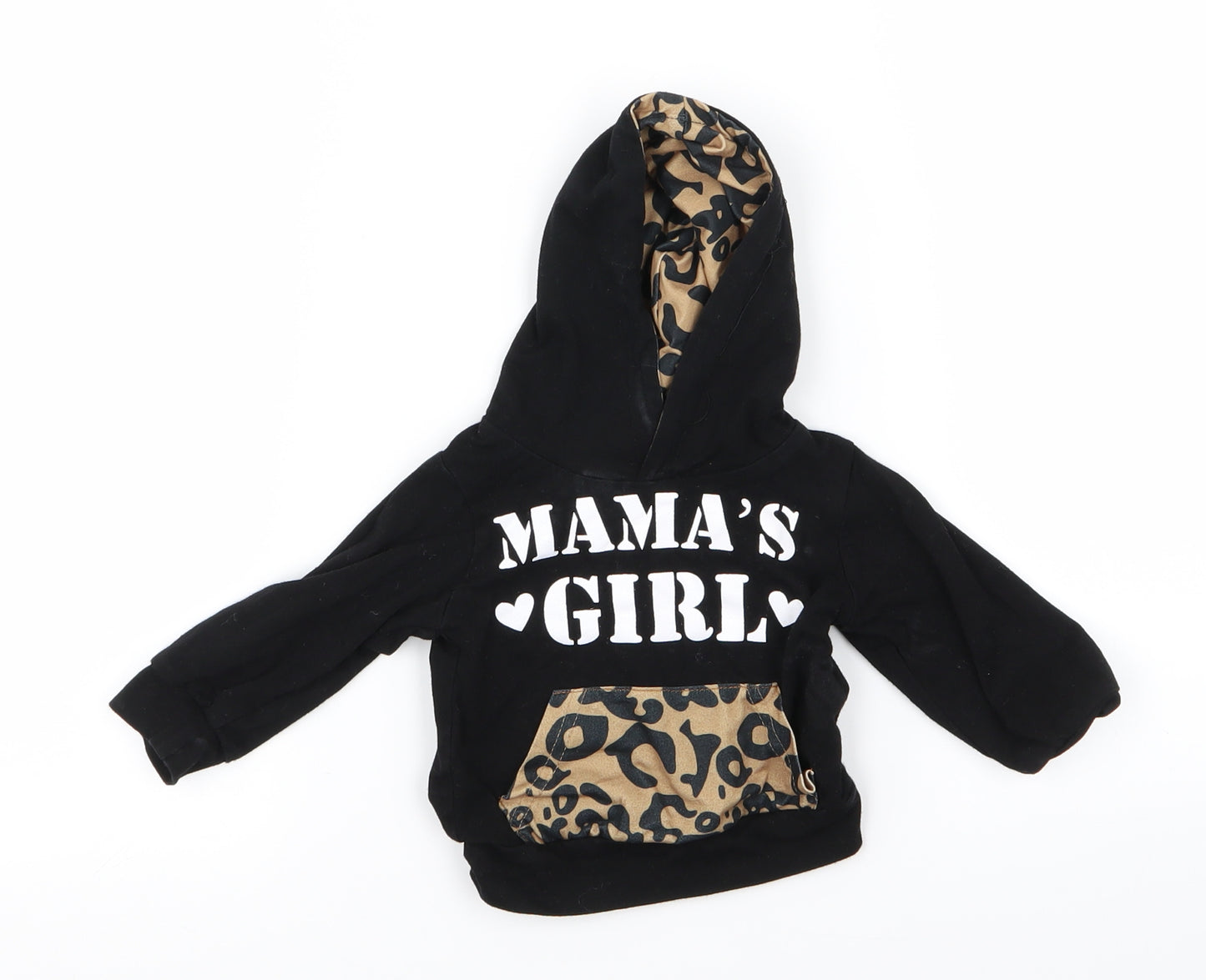 foshan Girls Black Animal Print  Pullover Jumper Size 3-6 Months
