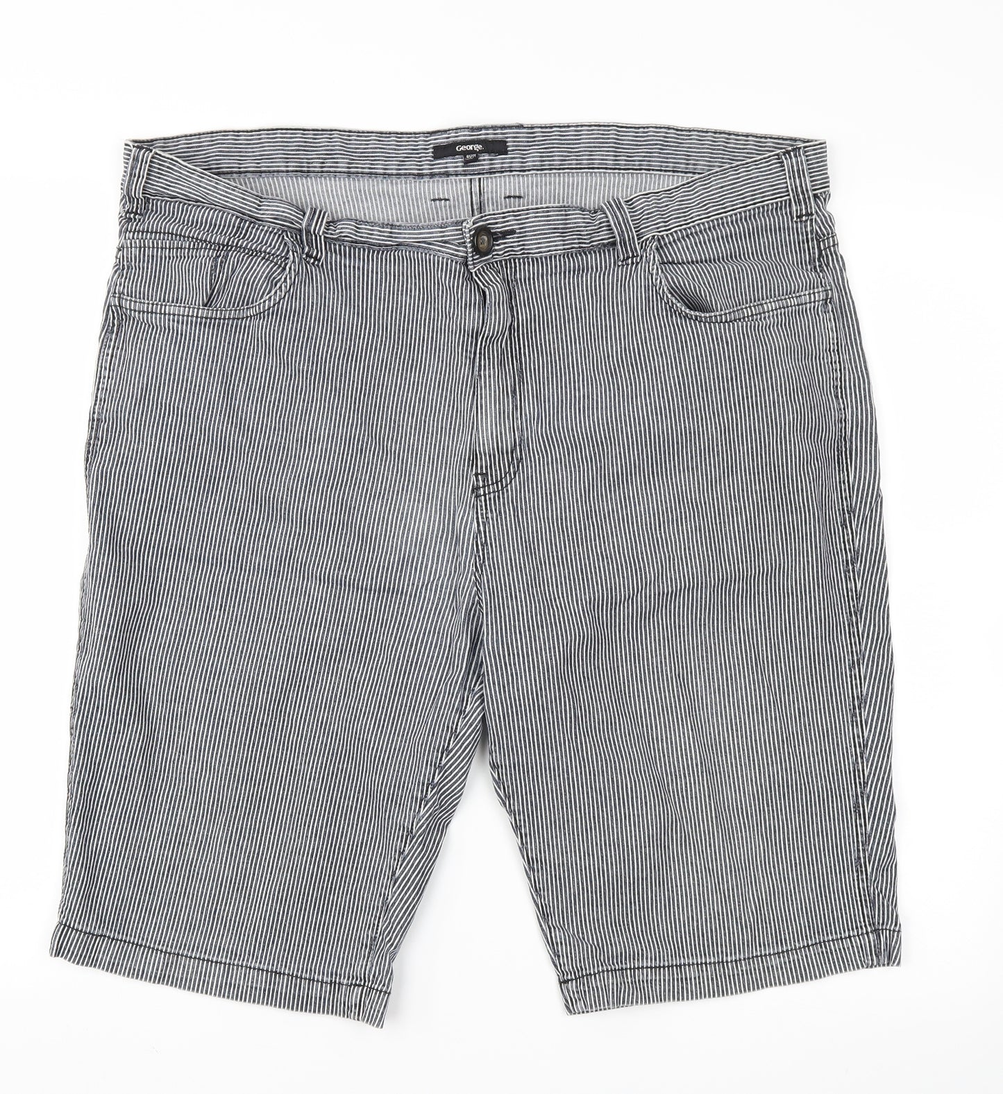 George Mens Blue Striped  Cargo Shorts Size 40