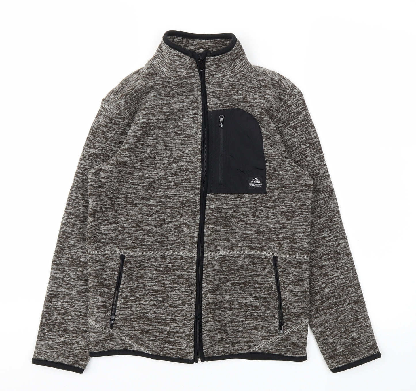 George Boys Grey Houndstooth  Full Zip Hoodie Size 9-10 Years