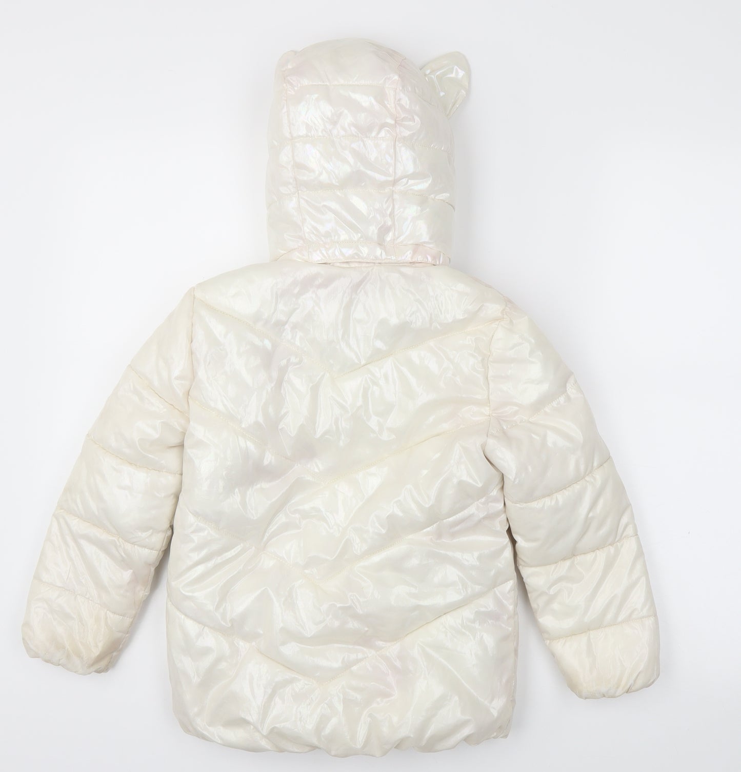 H&M Girls Ivory Animal Print  Basic Coat Coat Size 6-7 Years