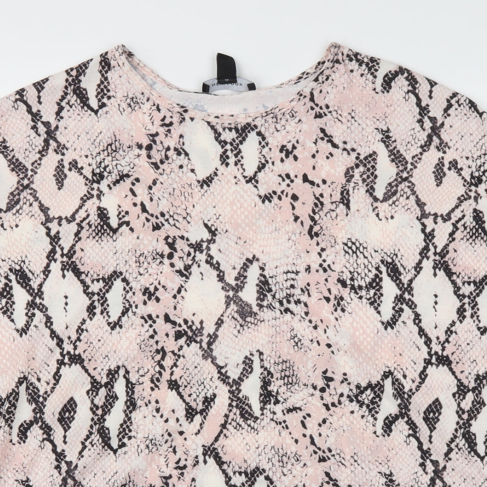 New Look Womens Pink Animal Print  Basic T-Shirt Size M