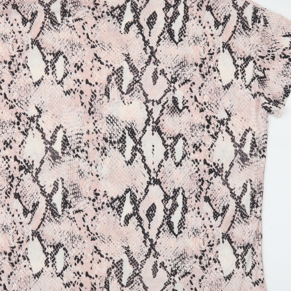 New Look Womens Pink Animal Print  Basic T-Shirt Size M