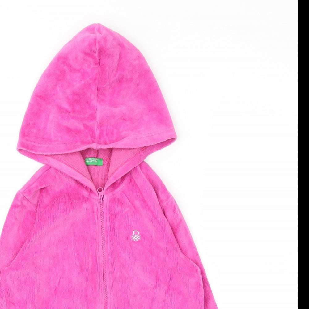 United Colors of Benetton Girls Pink   Full Zip Jumper Size M