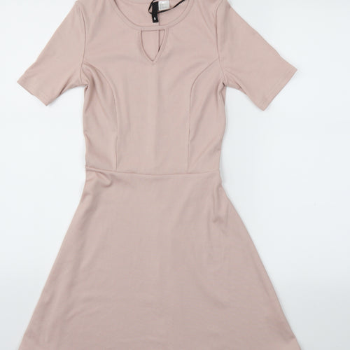 H&M Womens Pink Houndstooth  Fit & Flare  Size 6