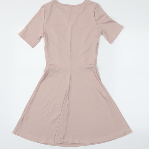 H&M Womens Pink Houndstooth  Fit & Flare  Size 6
