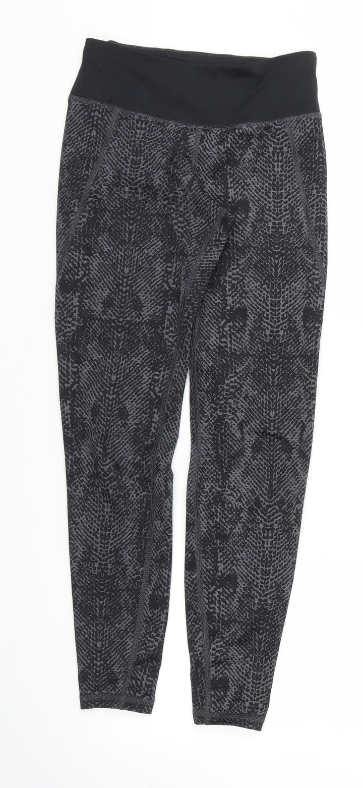 H&M Womens Black Animal Print  Capri Trousers Size XS L24 in - Stretch waistband