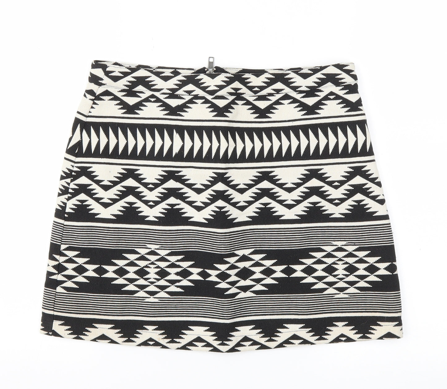 Topshop Womens Black Argyle/Diamond  A-Line Skirt Size 8