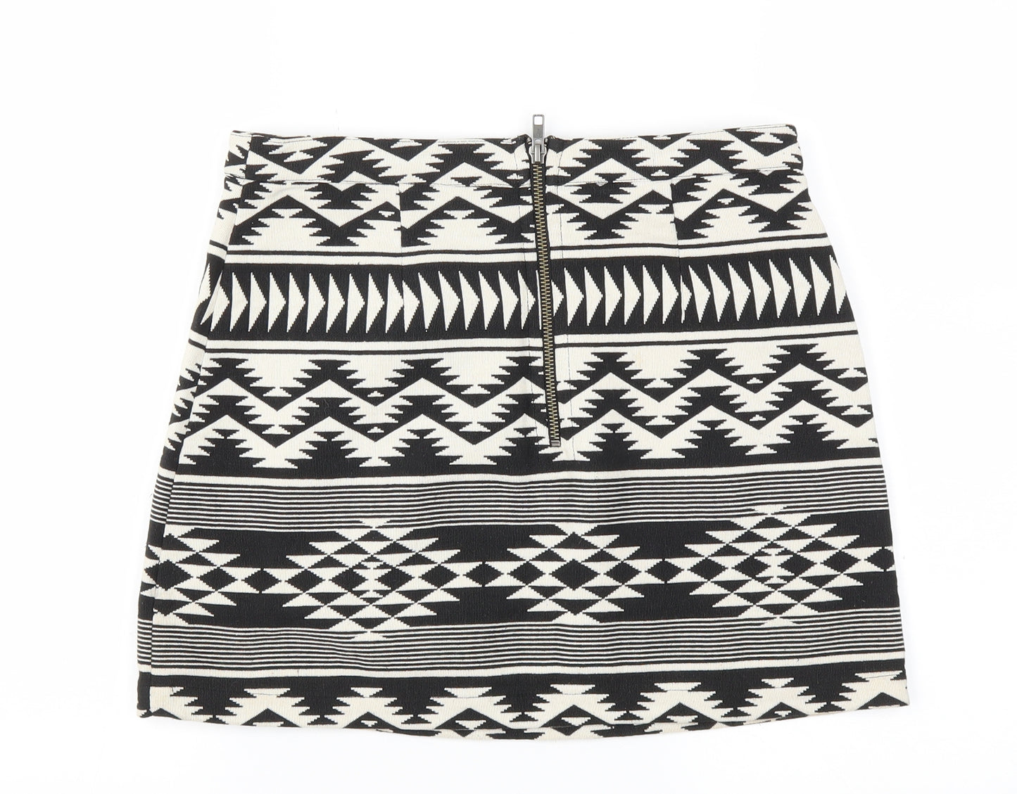 Topshop Womens Black Argyle/Diamond  A-Line Skirt Size 8