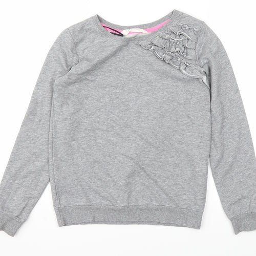 H&M Girls Grey Floral  Pullover Jumper Size 10-11 Years