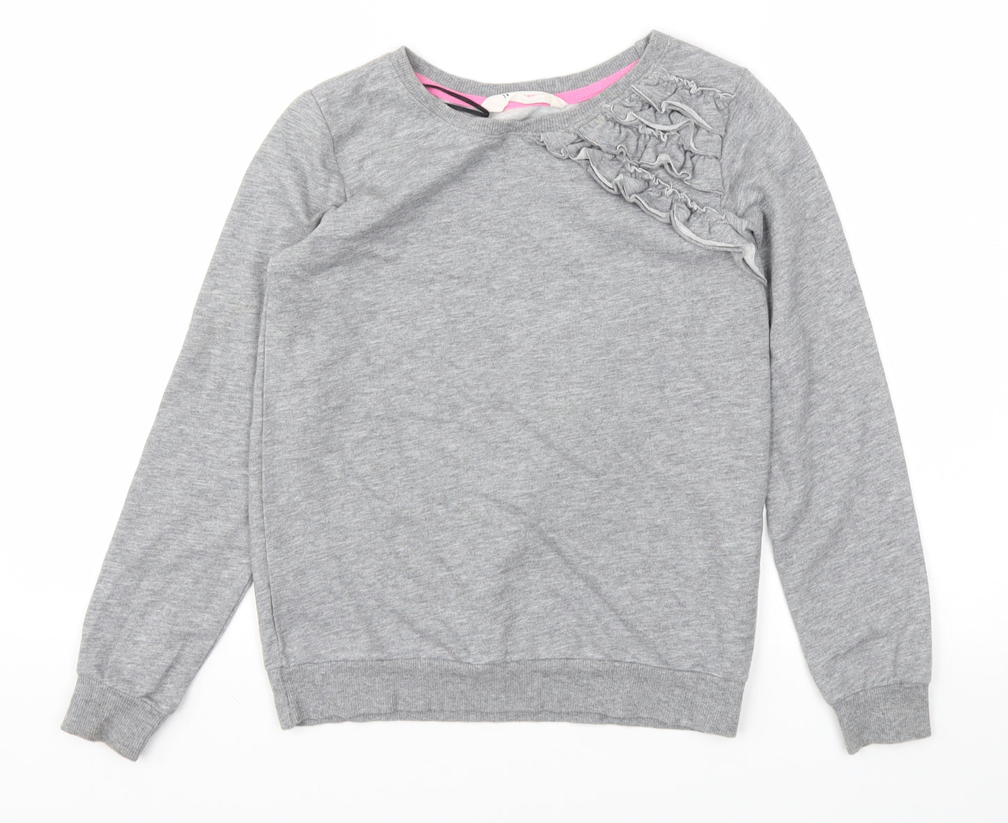H&M Girls Grey Floral  Pullover Jumper Size 10-11 Years