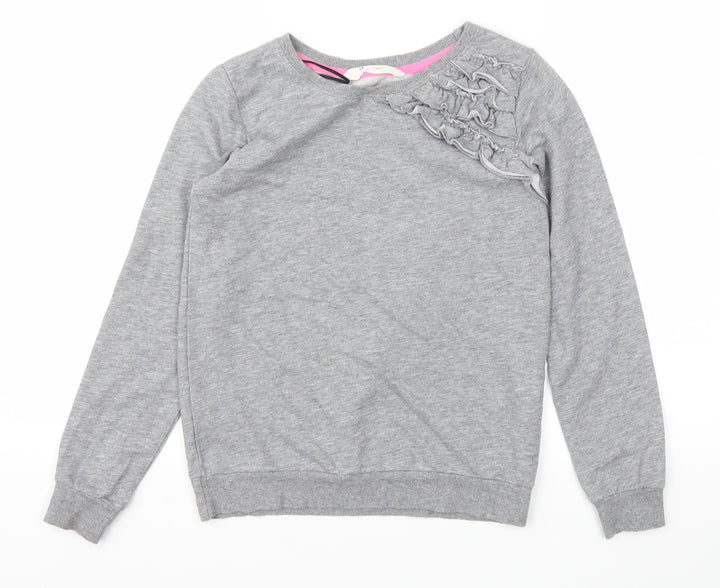 H&M Girls Grey Floral  Pullover Jumper Size 10-11 Years
