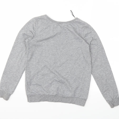 H&M Girls Grey Floral  Pullover Jumper Size 10-11 Years