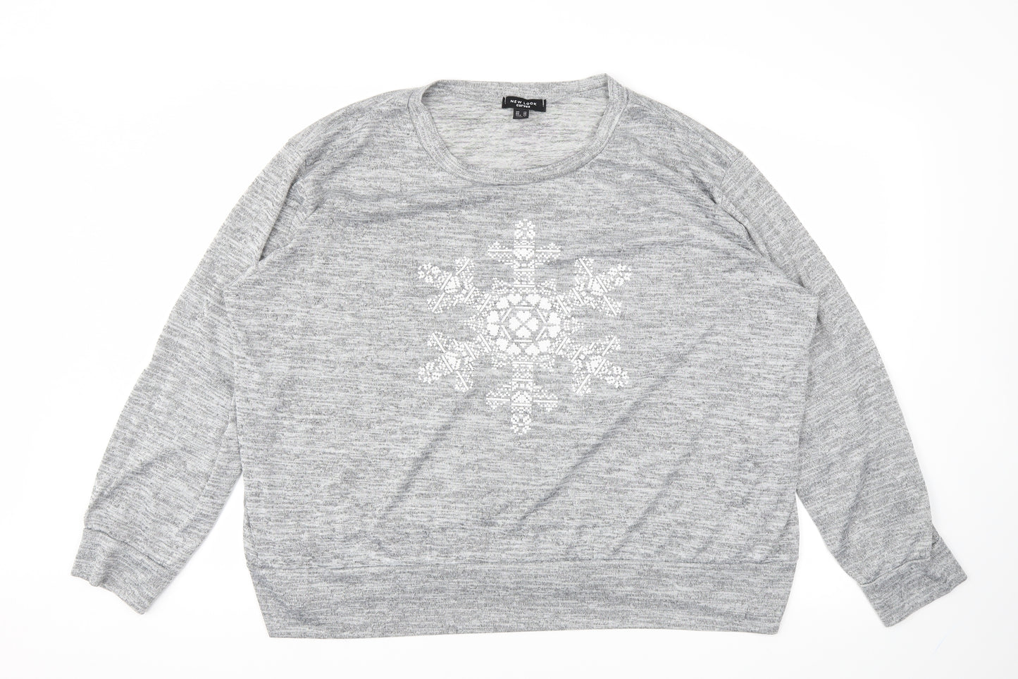 New Look Womens Grey Floral  Pullover Jumper Size 28