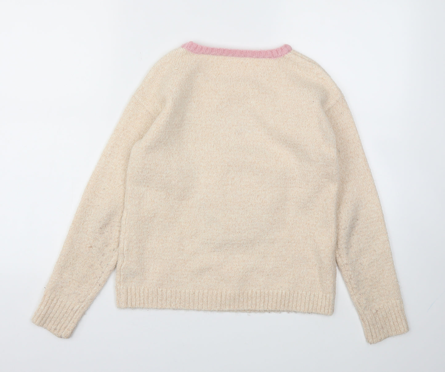 M&S Girls Pink Animal Print  Pullover Jumper Size 11-12 Years