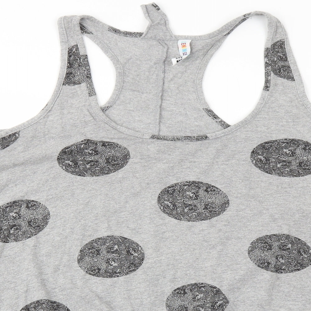 DENIM&CO  Womens Grey Polka Dot  Basic T-Shirt Size 12