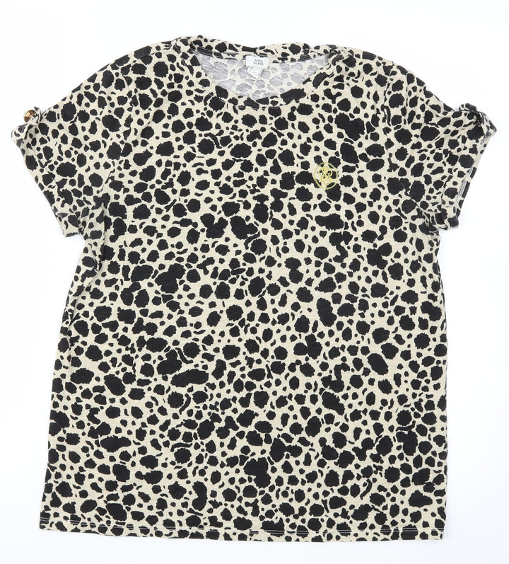 River Island Womens Brown Animal Print Basic T-Shirt Size 10