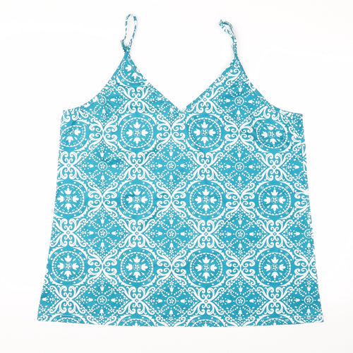 Preworn Womens Blue Argyle/Diamond  Basic Blouse Size XL