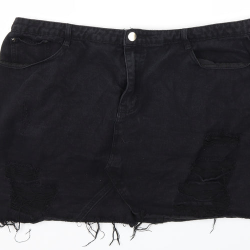 Boohoo Womens Black   A-Line Skirt Size 44 in