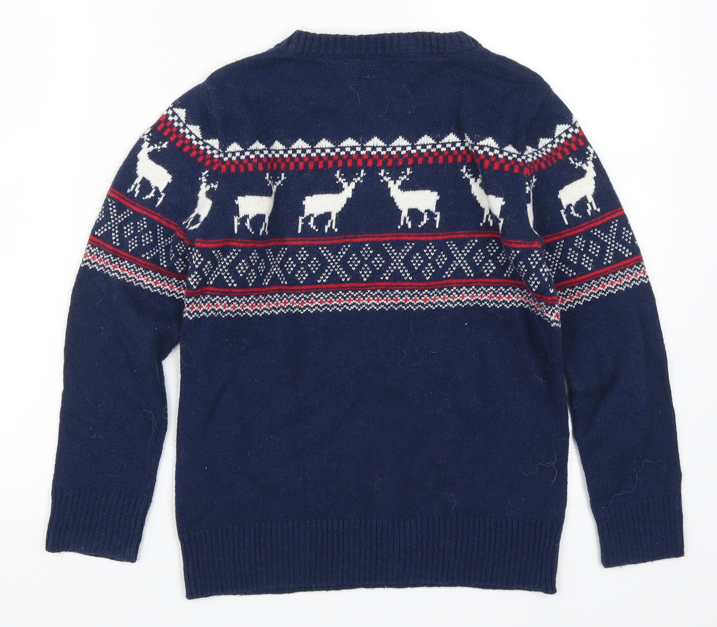 H&M Boys Blue Geometric  Pullover Jumper Size 9-10 Years  - Christmas Prints