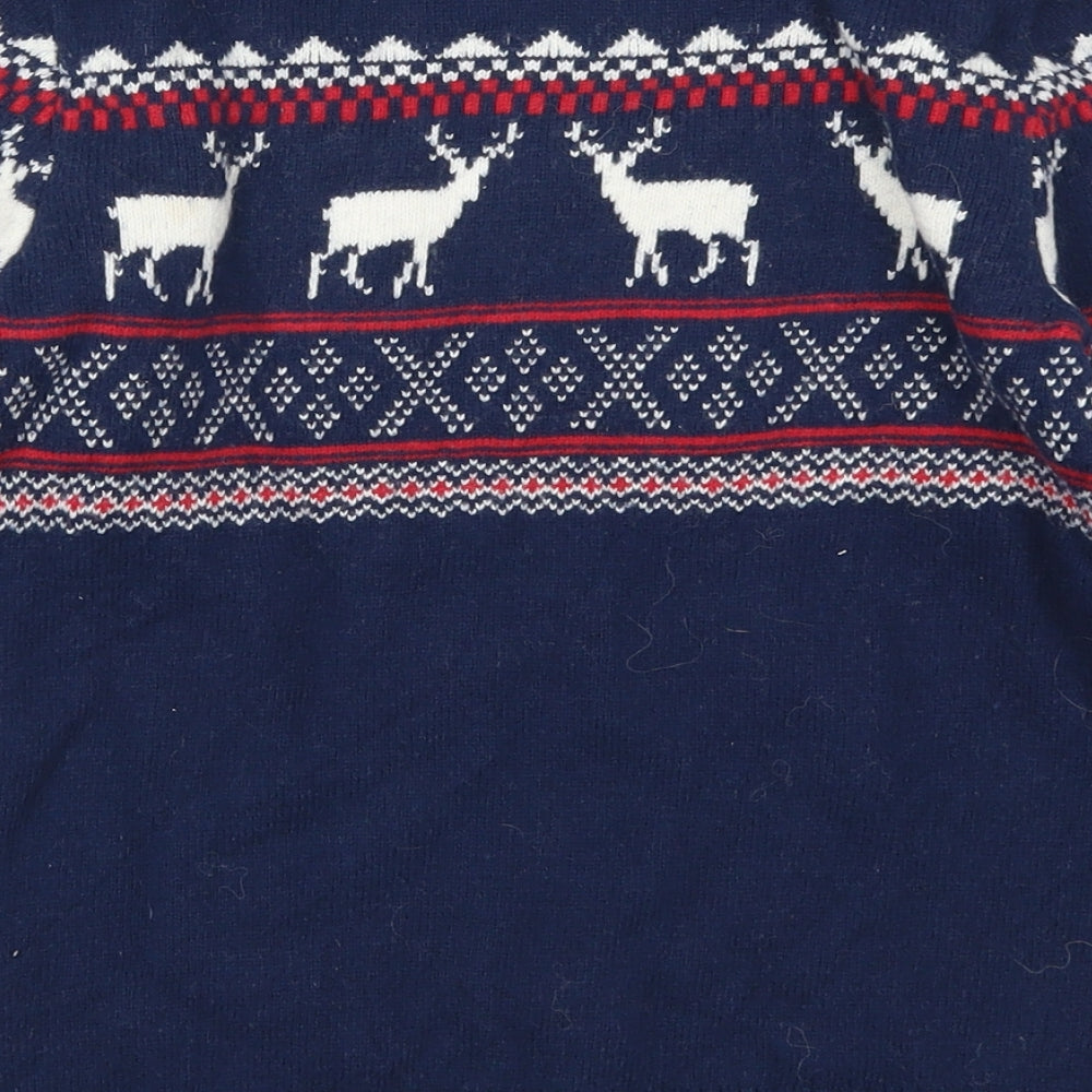 H&M Boys Blue Geometric  Pullover Jumper Size 9-10 Years  - Christmas Prints