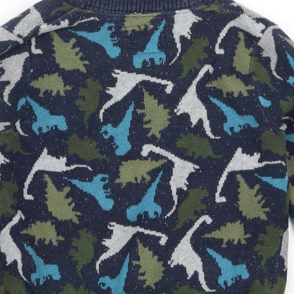 TU Boys Blue   Cardigan Jumper Size 5-6 Years  - Green Dinosaurs