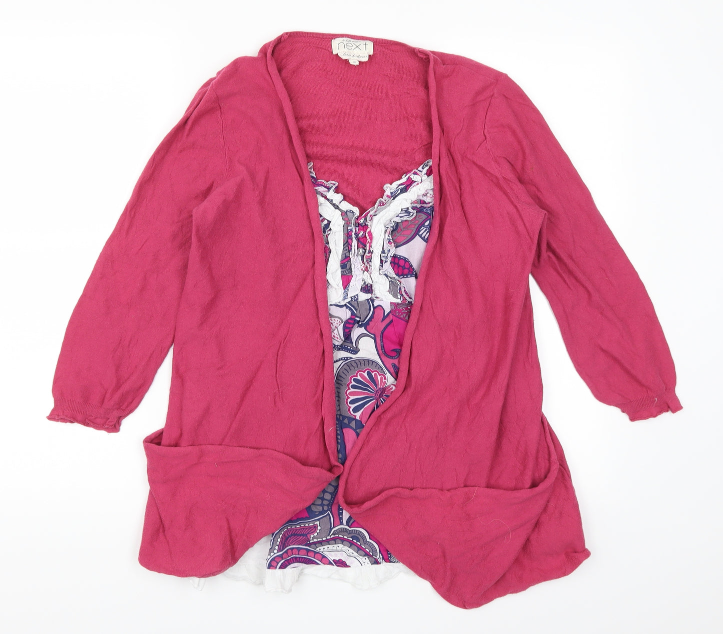 NEXT Womens Pink Floral  Cardigan Jumper Size 10  - Cardigan and Top All in One