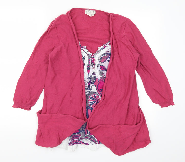 NEXT Womens Pink Floral  Cardigan Jumper Size 10  - Cardigan and Top All in One