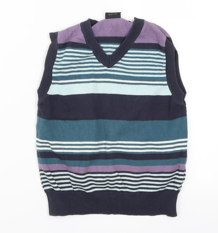 NEXT Boys Purple Striped Vest Jumper Size 6 Years - Blue