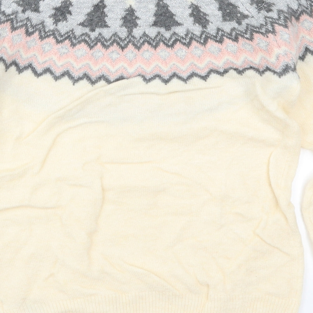 George Womens Beige Geometric  Pullover Jumper Size S  - Christmas Prints