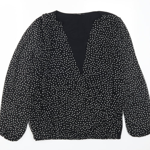 George Womens Black Geometric  Basic Blouse Size 12