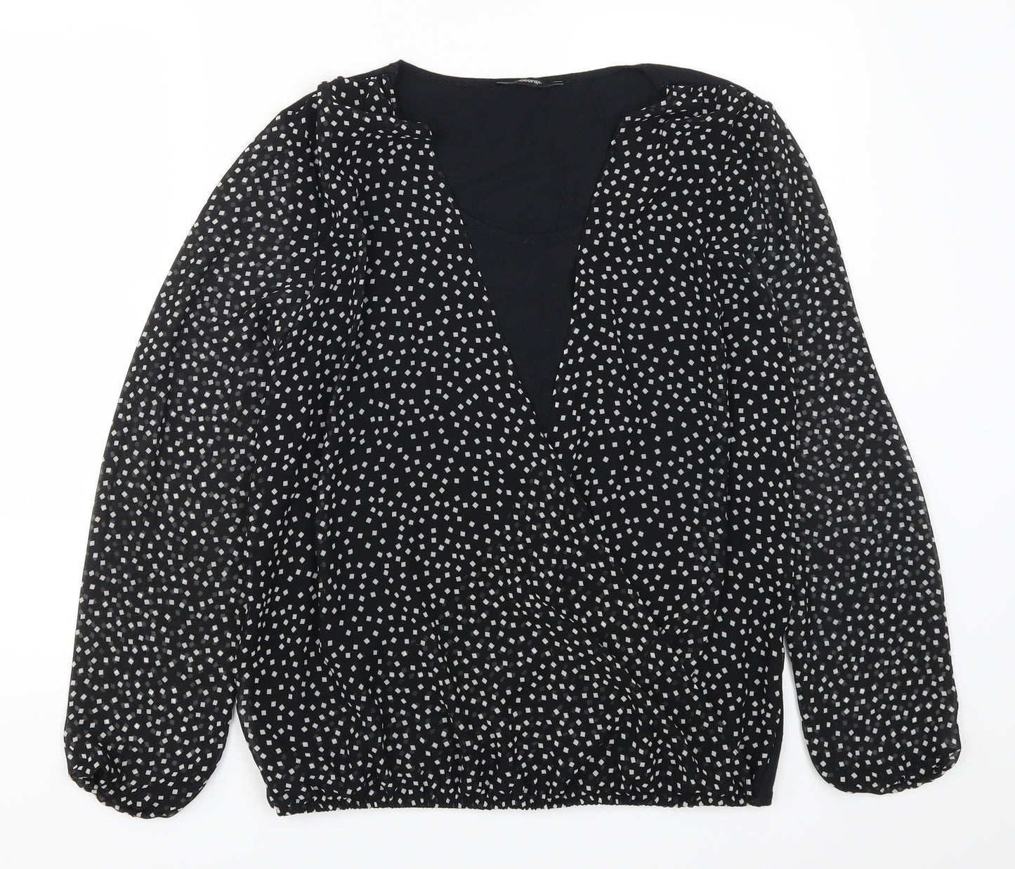 George Womens Black Geometric  Basic Blouse Size 12