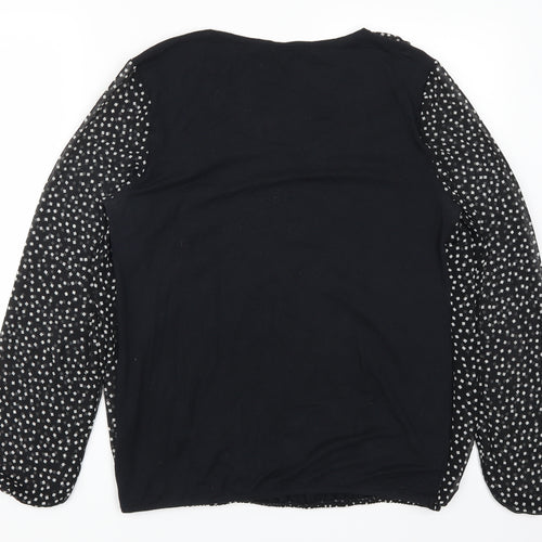 George Womens Black Geometric  Basic Blouse Size 12