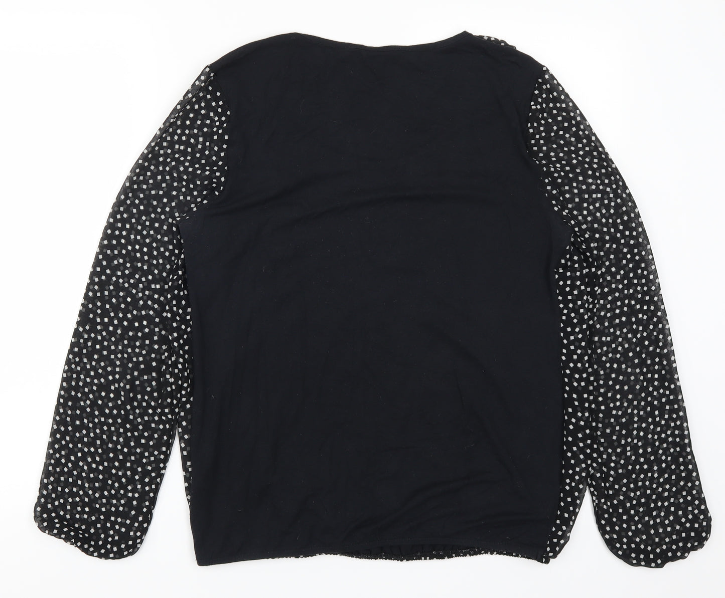 George Womens Black Geometric  Basic Blouse Size 12