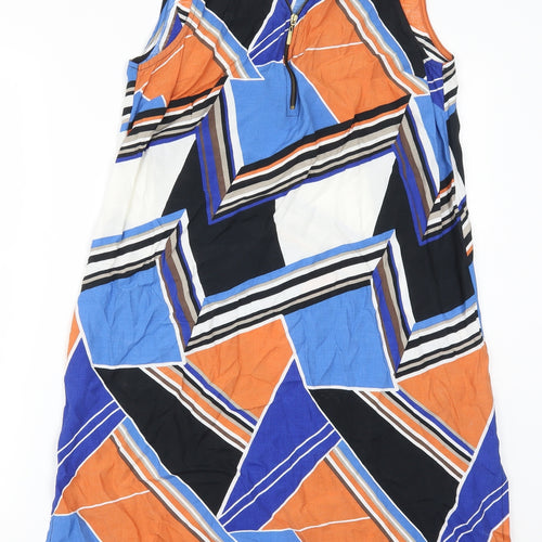 Dorothy Perkins Womens Multicoloured Geometric  Tank Dress  Size 12  - Blue and Orange