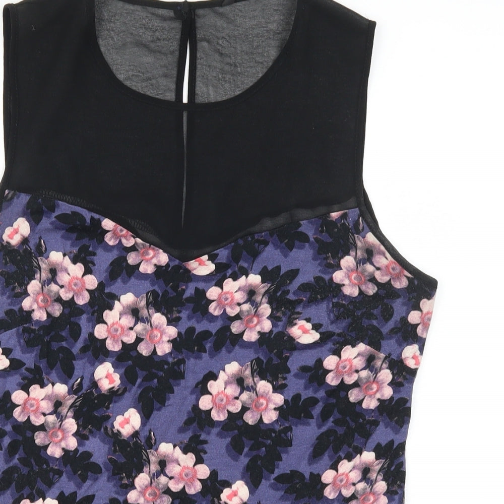 George Womens Purple Floral  Basic Tank Size 12
