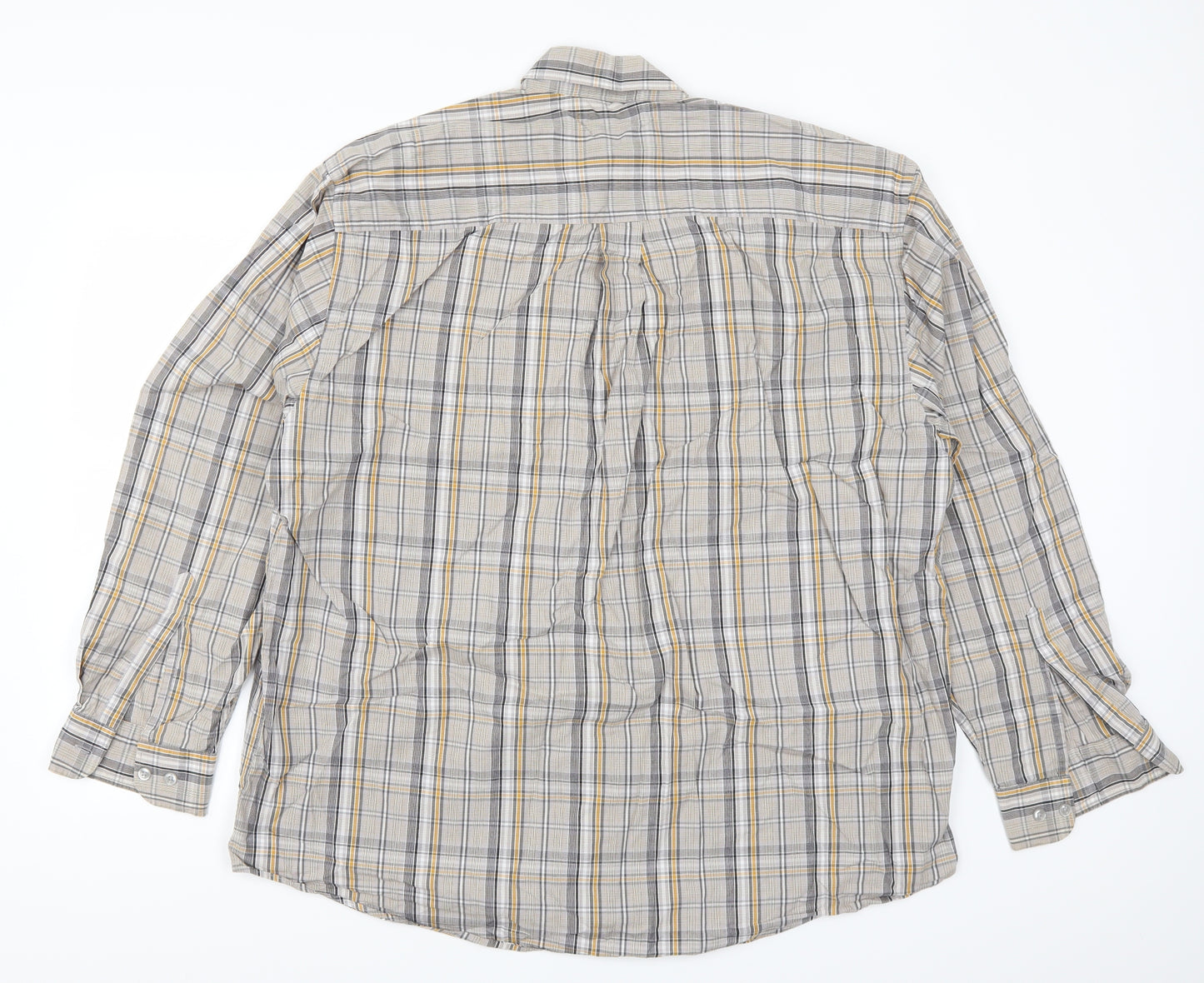Jupiter Mens Grey Check   Button-Up Size XL  - Yellow