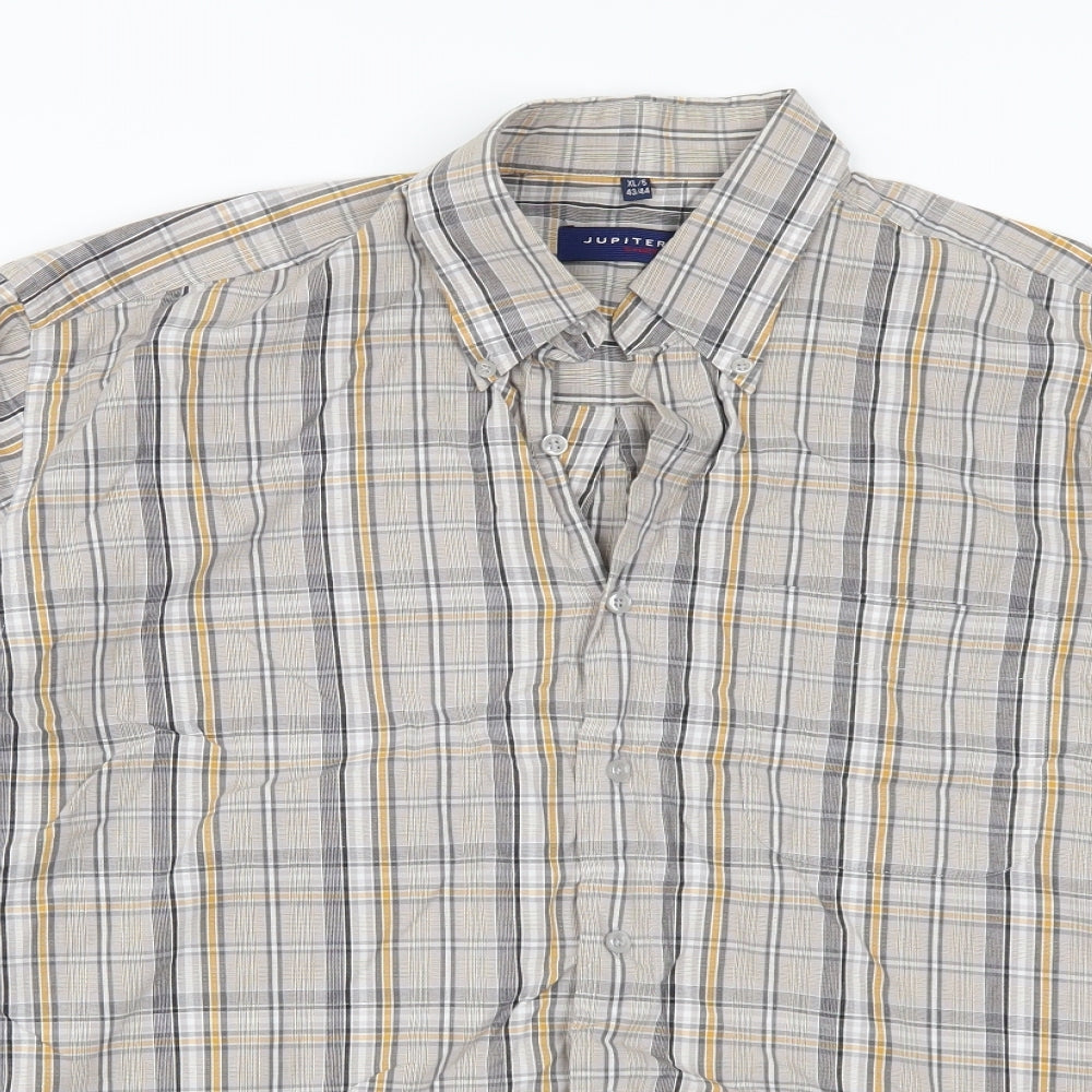 Jupiter Mens Grey Check   Button-Up Size XL  - Yellow