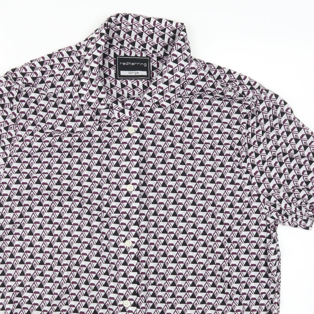 Red Herring Mens  Geometric   Button-Up Size L