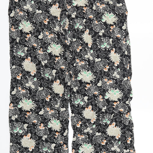NEXT Womens Black Floral  Trousers  Size 14 L30 in