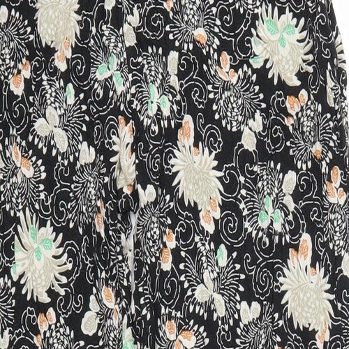 NEXT Womens Black Floral  Trousers  Size 14 L30 in