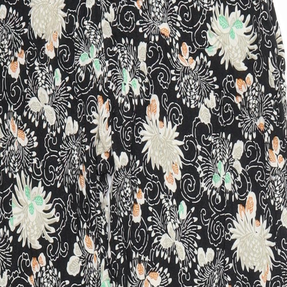 NEXT Womens Black Floral  Trousers  Size 14 L30 in