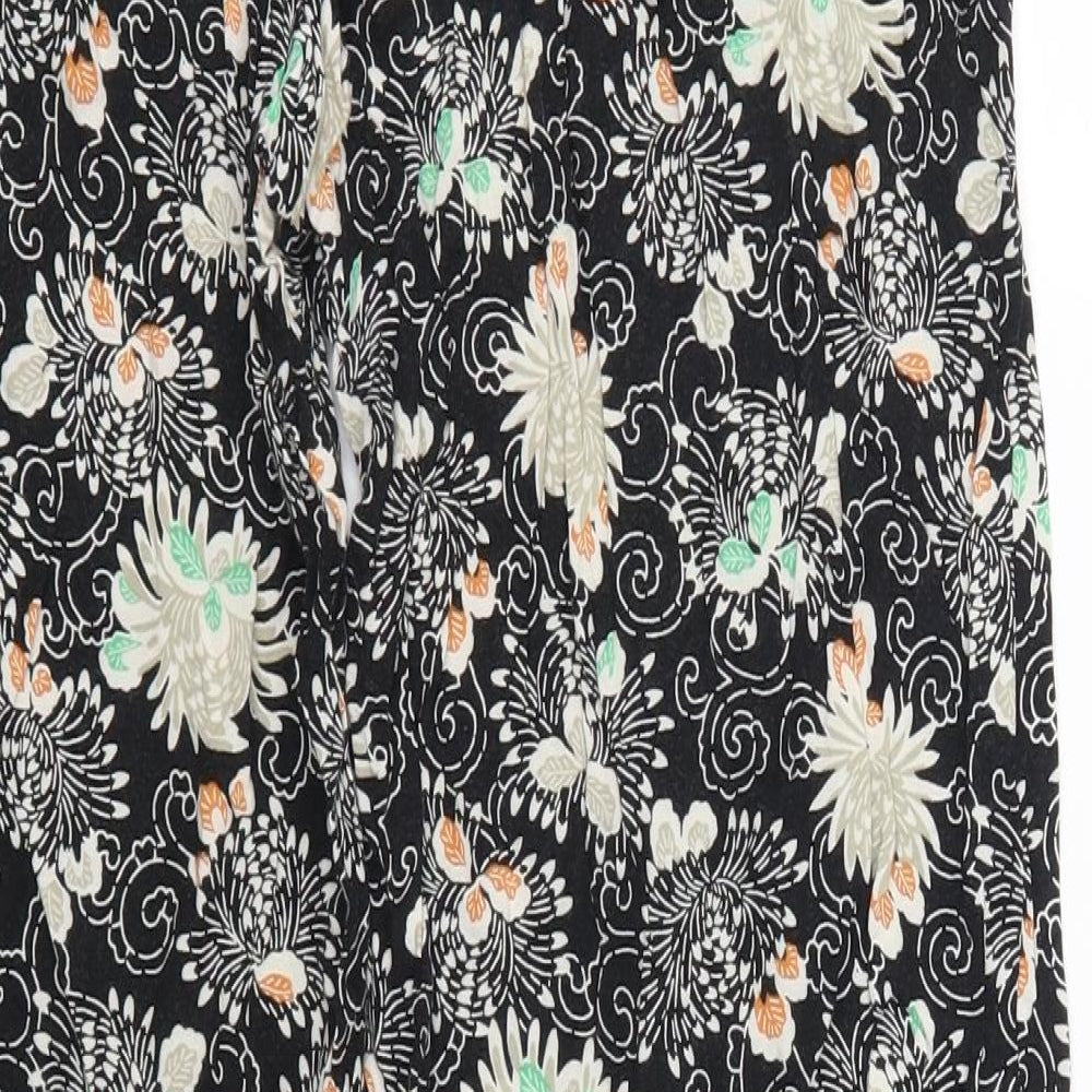 NEXT Womens Black Floral  Trousers  Size 14 L30 in