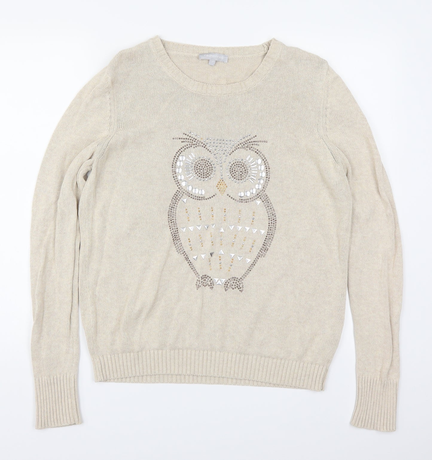 Red Herring Womens Beige   Pullover Jumper Size 14  - Owl