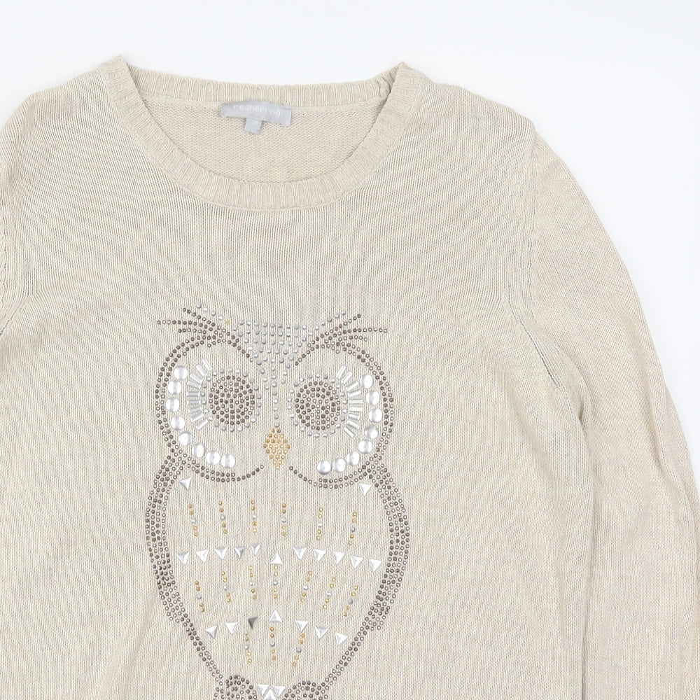 Red Herring Womens Beige   Pullover Jumper Size 14  - Owl