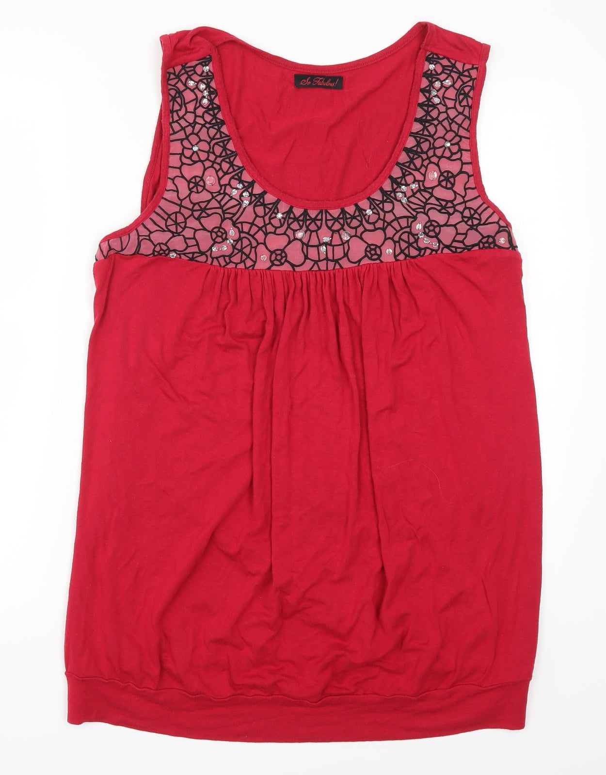 So Fabulous Womens Pink Floral  Basic Tank Size 16